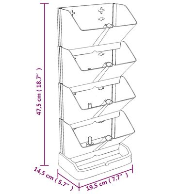 vidaXL vertikālas puķu kastes, 4 gab., antracīta pelēks polipropilēns