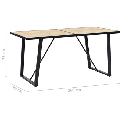 vidaXL virtuves galds, ozolkoka krāsa, 160x80x75 cm, MDF
