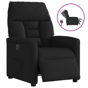 vidaXL elektrisks atpūtas krēsls, atgāžams, melns audums