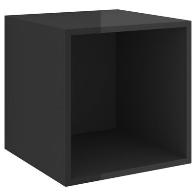 vidaXL 2-daļīgs TV plauktu komplekts, spīdīgi melns, skaidu plāksne