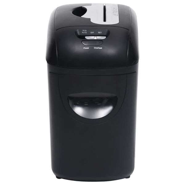 vidaXL papīra smalcinātājs, 10 loksnēm, gabaliņos, melns