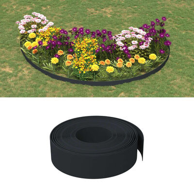 vidaXL dārza apmales, 2 gab., 10 m, 15 cm, polietilēns, melnas