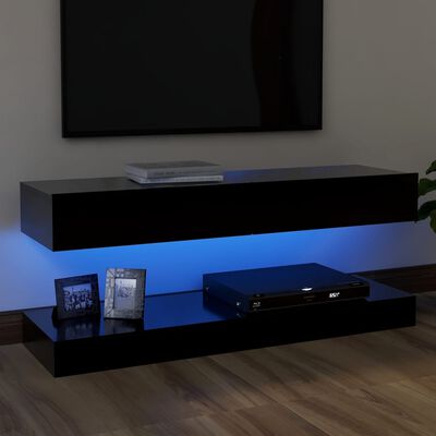 vidaXL TV plaukts ar LED lampiņām, 120x35 cm, melns