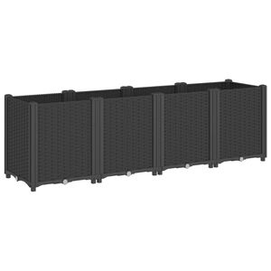vidaXL dārza puķu kaste, melna, 160x40x53 cm, PP