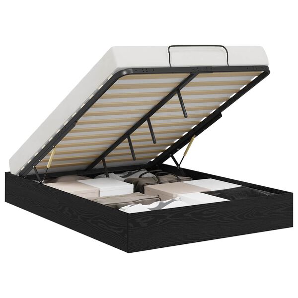 vidaXL Otomāna gultas rāmis Melnais Ozols 203 x 140 x 25 cm