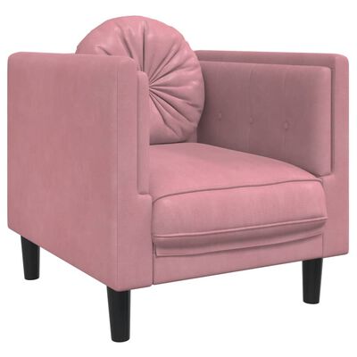 vidaXL atpūtas krēsls ar spilvenu, rozā samts