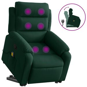 vidaXL atpūtas krēsls, paceļams, atgāžams, tum&scaron;i zaļ&scaron; samts