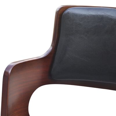 vidaXL bāra krēsli, 4 gab., liekta koka rāmis, melna mākslīgā āda