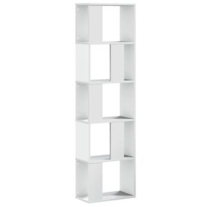 vidaXL grāmatu plaukts, 5 līmeņi, balts, 45x23,5x162,5 cm, koks