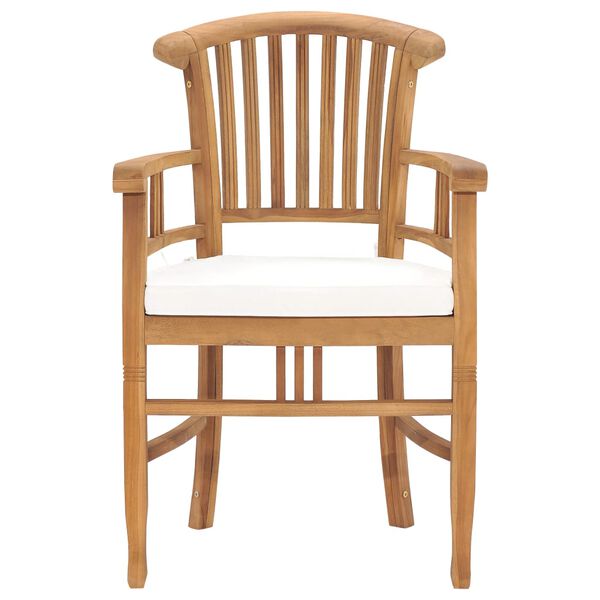 vidaXL 5-daļīgs dārza mēbeļu komplekts ar matračiem, masīvs tīkkoks