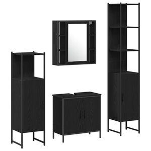 vidaXL Vannas istabas mēbeļu komplekts 4 pcs Melna Inženierijas koks