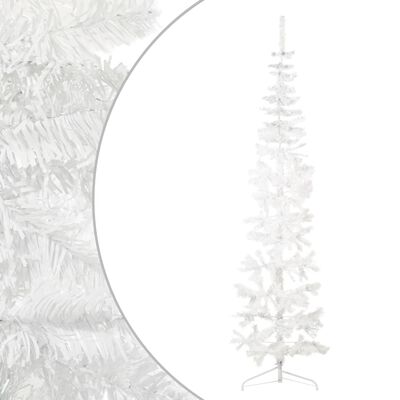 vidaXL mākslīgā Ziemassvētku egle ar statīvu, pusapaļa, balta, 240 cm