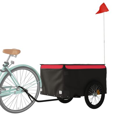 vidaXL velosipēda piekabe, 45 kg, melna un sarkana, dzelzs