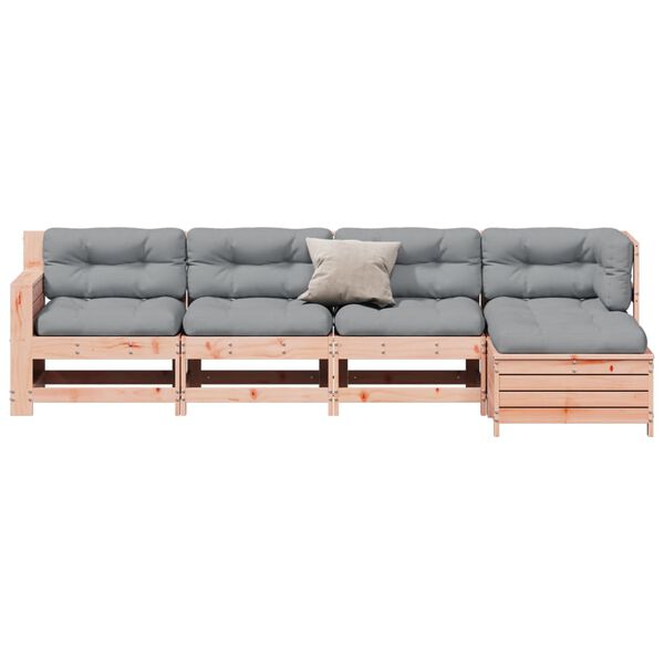 vidaXL 5-daļīgs dārza atpūtas mēbeļu komplekts ar matračiem, egle