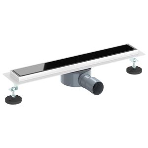 vidaXL Du&scaron;a noteka ar stikla vāku un 360&deg; sifonu Melna 50 cm