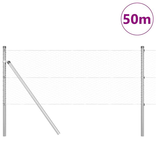 vidaXL Žoga āķis Sudraba 50 x 0,6 m (25 mm acs) Tērauds