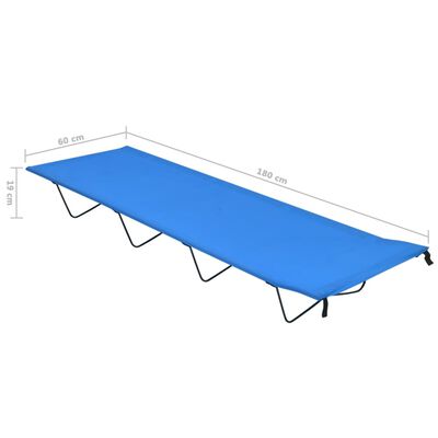 vidaXL kempinga gulta, 180x60x19 cm, zils oksforda audums, tērauds