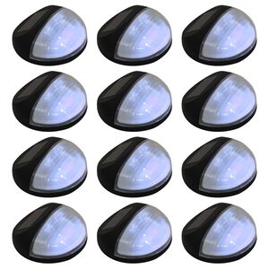 vidaXL āra solārās sienas lampas, 12 gab., LED, apaļas, melnas