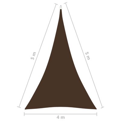vidaXL saulessargs, 4x5x5 m, trijstūra forma, brūns oksforda audums