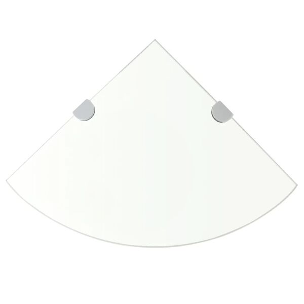 vidaXL stūra plaukts ar hromētiem turētājiem, 25x25 cm, stikls