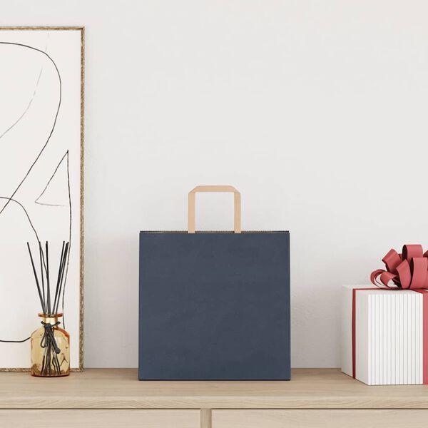 vidaXL papīra maisiņi 50 gab. ar rokturiem, zili, 26x17x25 cm