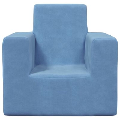 vidaXL bērnu dīvāns, zils, mīksts plīšs