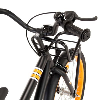 vidaXL bērnu velosipēds ar priekšējo bagāžnieku, 18", oranžs ar melnu