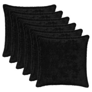 vidaXL Spilvenu pārvalks 6 gab. HOUTEN Melns 30 x 30 cm Mākslīga tru&scaron;a