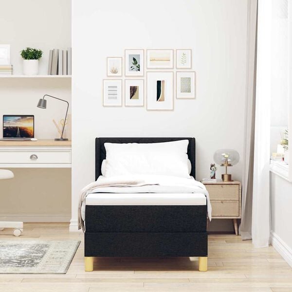 vidaXL Kastītes atsperu gulta ar matraci Melna 200 x 80 cm Poliesters