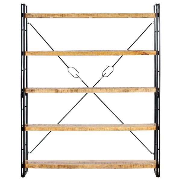 vidaXL grāmatu skapis, 5 plaukti, 140x30x180 cm, mango masīvkoks