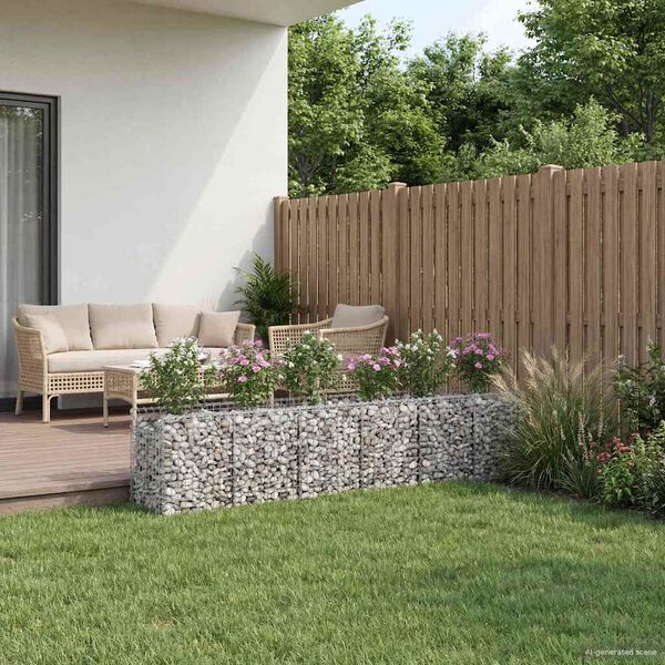 vidaXL Gabions pacelta gulta 2 pcs Sudraba 300 x 50 x 60 cm