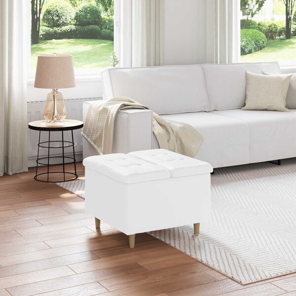 vidaXL Glabā&scaron;anas osmanis Balts 60 x 60 x 45 cm Mākslīgā āda