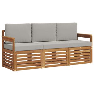 vidaXL Dīvāna komplekti ar spilvenu 3 pcs Dabīgs un gai&scaron;i pelēks