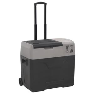 vidaXL aukstumkaste ar rokturi un ritenī&scaron;iem, melna, pelēka, 30 L