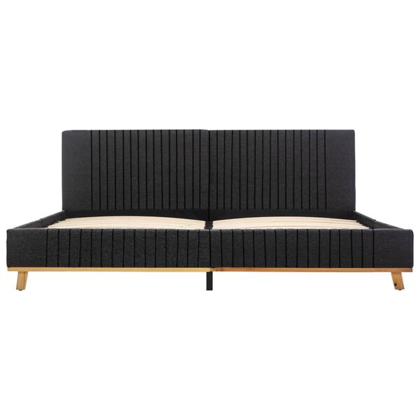 vidaXL gultas rāmis bez matrača tum&scaron;i pelēks audums 180x200 cm