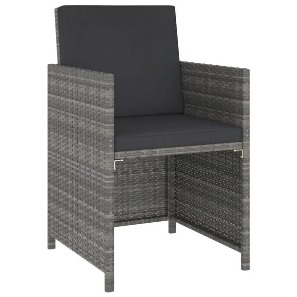 vidaXL 6-daļīgs dārza mēbeļu komplekts ar matračiem, PE pinums, pelēks