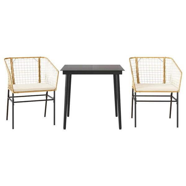 vidaXL 3-daļīgs dārza mēbeļu komplekts, matrači, brūna PE rotangpalma