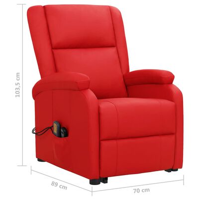 vidaXL masāžas krēsls, paceļams, sarkana mākslīgā āda