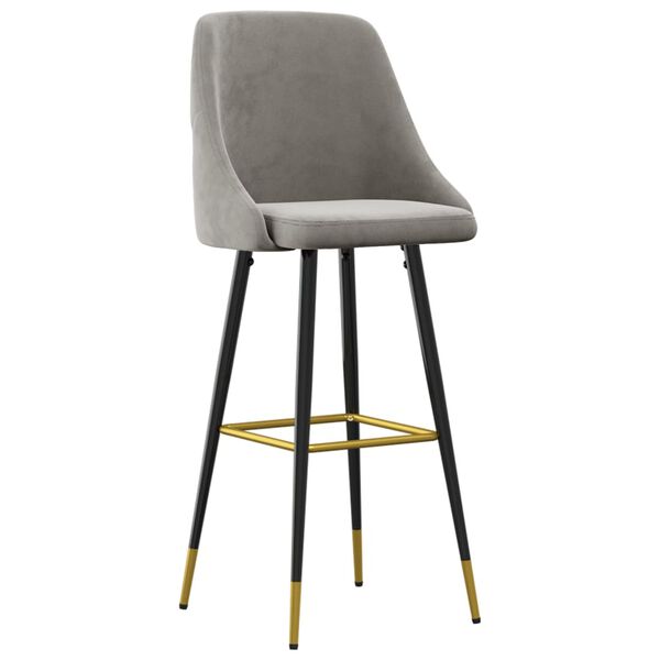 vidaXL bāra krēsli, 2 gab., gaiši pelēks samts