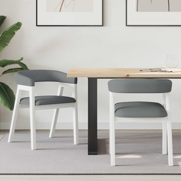 vidaXL Ēdamkrēsli 2 pcs Balts 54 x 57 x 73 cm Cietā gumijas koka