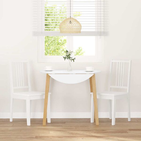 vidaXL Ēdamistabas krēsli 2 gab. Balta masīvkoka gumija