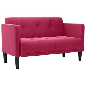 vidaXL divvietīgs dīvāns, vīna sarkans, 111 cm, samts