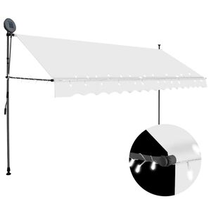 vidaXL izvelkama markīze ar LED, manuāla, 350 cm, krēmkrāsas
