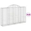 vidaXL arkveida gabiona grozi, 18gb., 200x30x120/140cm, cinkota dzelzs