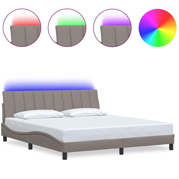 vidaXL gultas rāmis bez matrača, Hanko, pelēkbrūns, 180x200 cm, audums