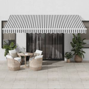 vidaXL automātiski izvelkama markīze, LED, pelēka un balta, 450x350 cm