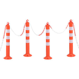 vidaXL ceļa stabiņi ar ķēdi, 4 gab., 75 cm, PE
