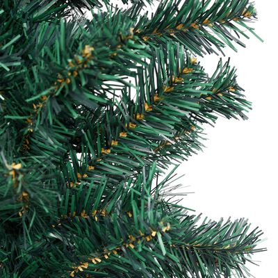 vidaXL izgaismota Ziemassvētku egle ar rotājumiem, zaļa, 210 cm