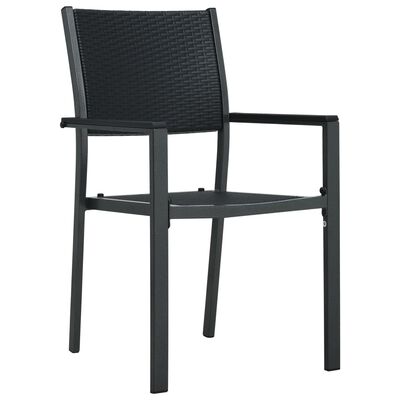 vidaXL dārza krēsli, 4 gab., melna plastmasa, pinuma dizains
