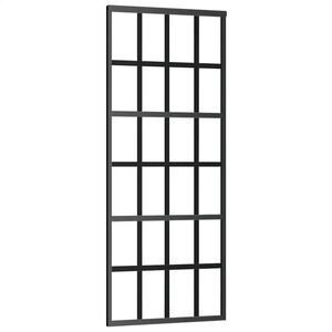 vidaXL bīdāmās durvis, 76x205 cm, ESG stikls, melns alumīnijs
